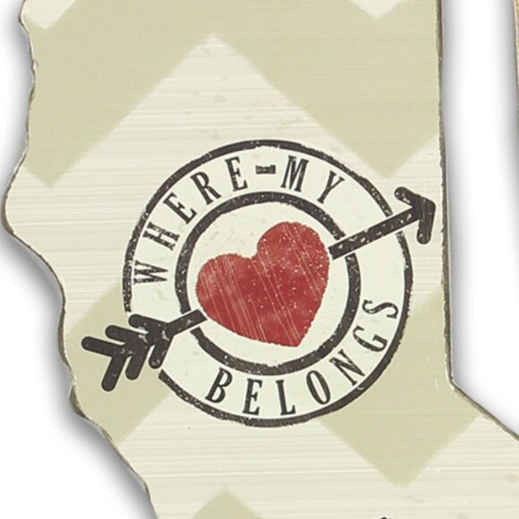 Farmhouse Chic California State Sign, Burlap Ribbon Bow | 'Where my ❤️ Belongs' - Picture 3 of 4